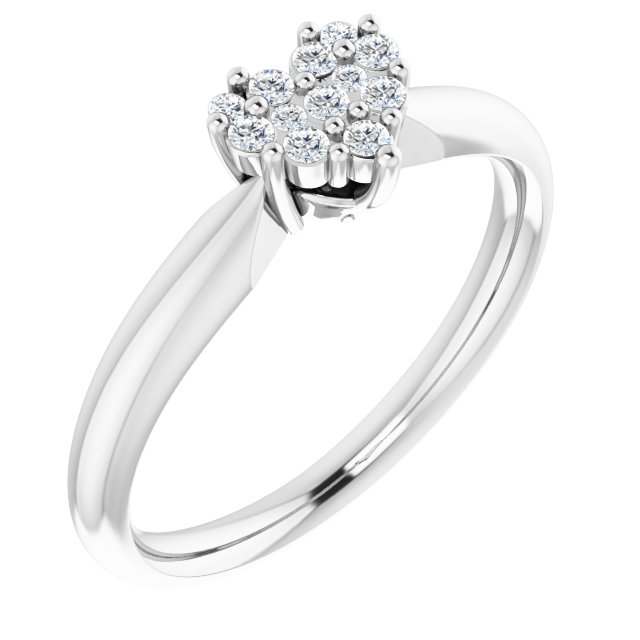 Sterling Silver Imitation White Cubic Zirconia Pavé Heart Ring