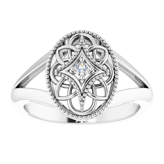 Sterling Silver .025 CTW Diamond Oval Filigree Ring Sterling Silver .025 CTW Diamond Oval Filigree Ring