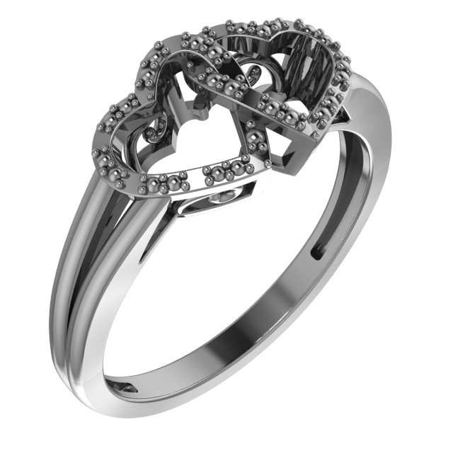 Sterling Silver .05 CTW Natural Diamond Double Heart Ring