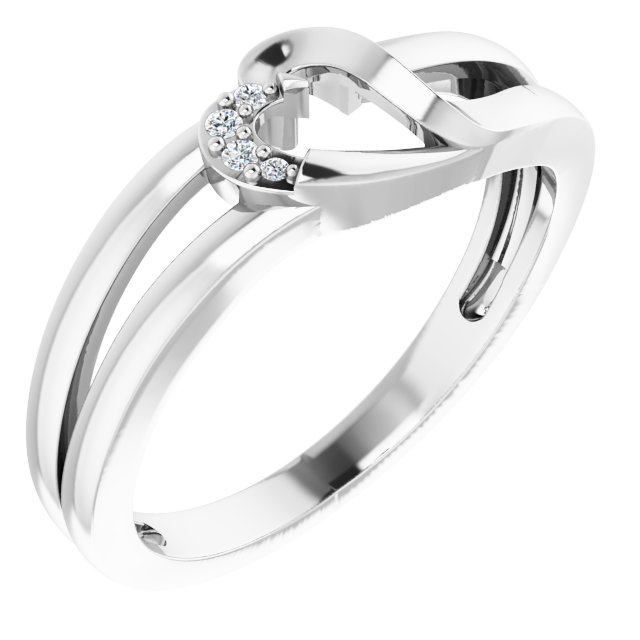 Sterling Silver Imitation White Cubic Zirconia Youth Heart Ring