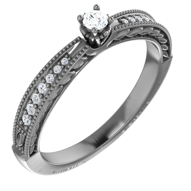 Sterling Silver Imitation White Cubic Zirconia Vintage-Inspired Ring