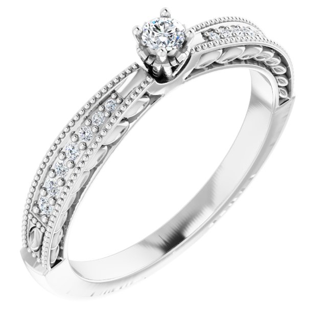 Sterling Silver Imitation White Cubic Zirconia Vintage-Inspired Ring
