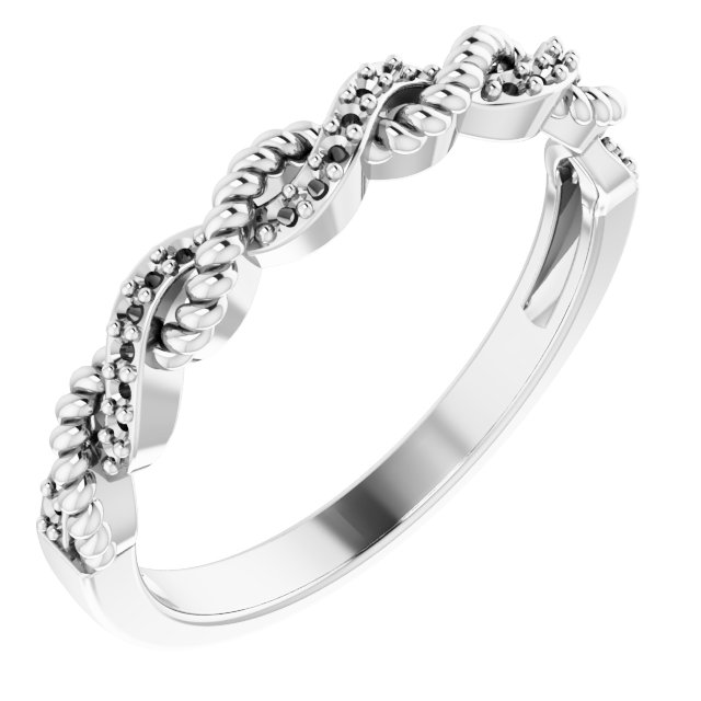 14K White .08 CTW Natural Diamond Stackable Ring