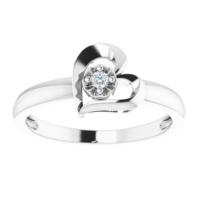 Sterling Silver Imitation White Cubic Zirconia Heart Ring