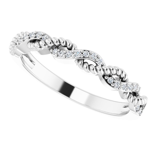 14K White .08 CTW Natural Diamond Stackable Ring 