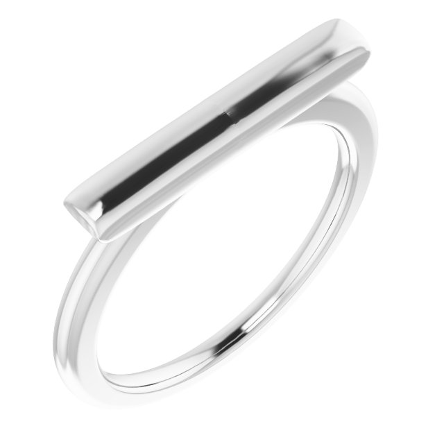 14K White Bar Ring