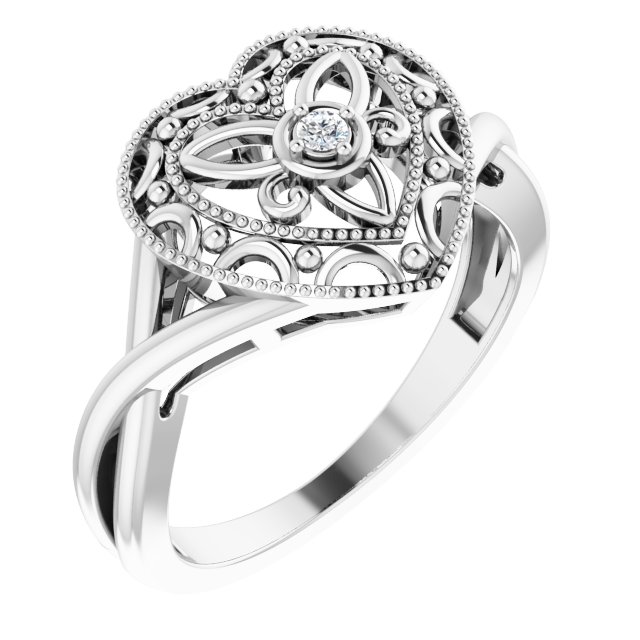 Sterling Silver .06 CTW Diamond Granulated Filigree Ring Sterling Silver .06 CTW Diamond Granulated Filigree Ring