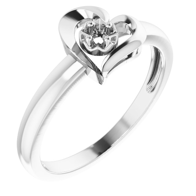 Sterling Silver Imitation White Cubic Zirconia Heart Ring