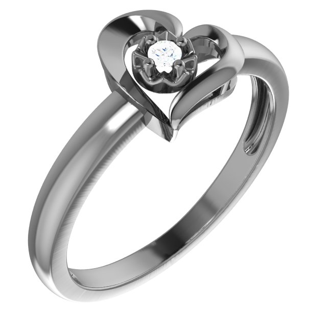Sterling Silver Imitation White Cubic Zirconia Heart Ring