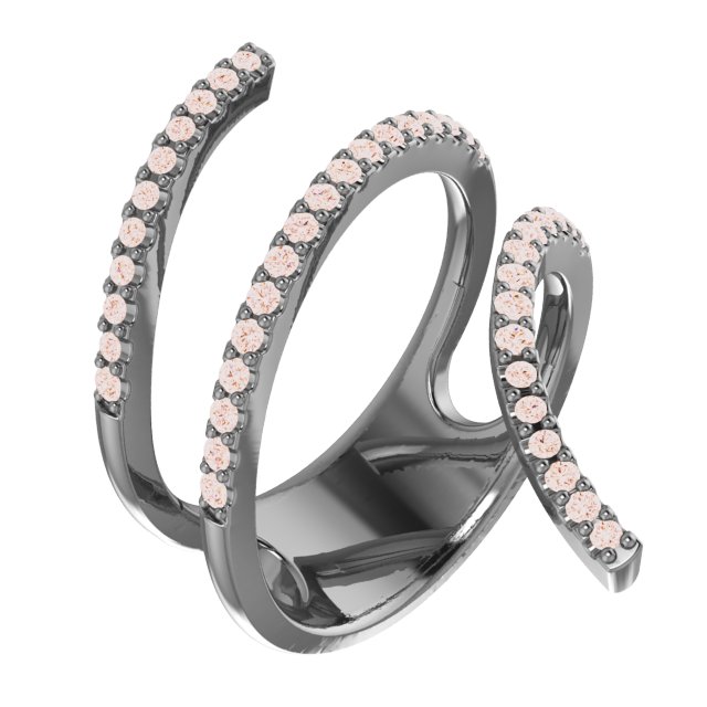 14K Rose 1/2 CTW Diamond Spiral Wrap Ring