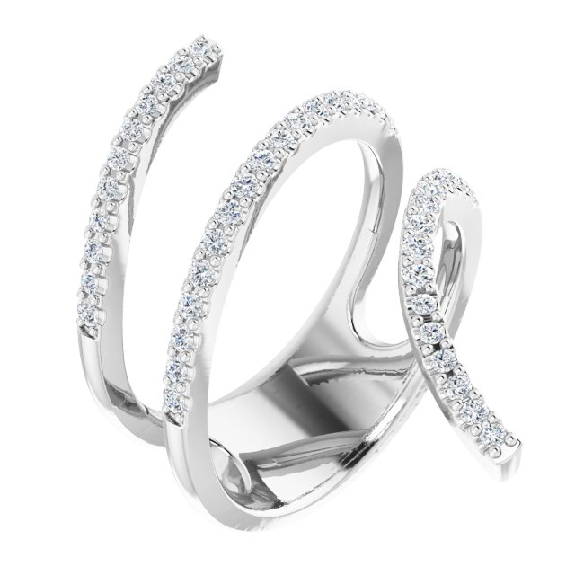 14K White 1/2 CTW Natural Diamond Spiral Wrap Ring