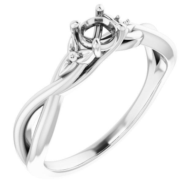 Accented Floral Engagement Ring