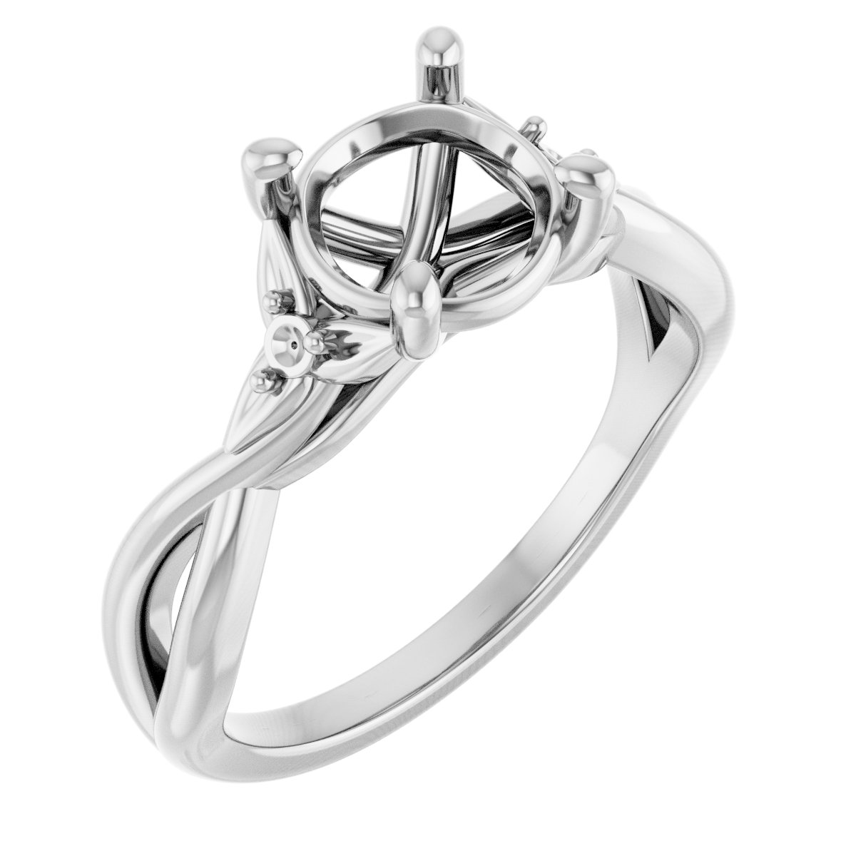 Accented Floral Engagement Ring