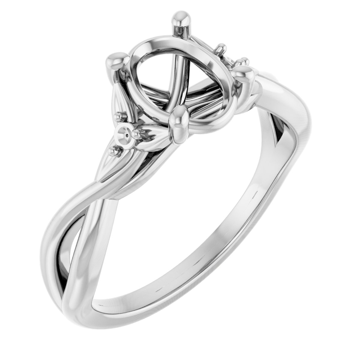 Accented Floral Engagement Ring