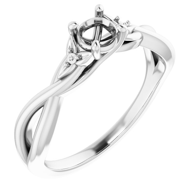 Accented Floral Engagement Ring