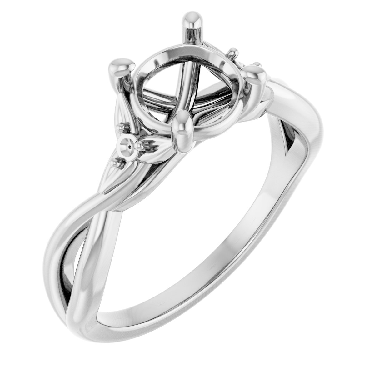 Accented Floral Engagement Ring