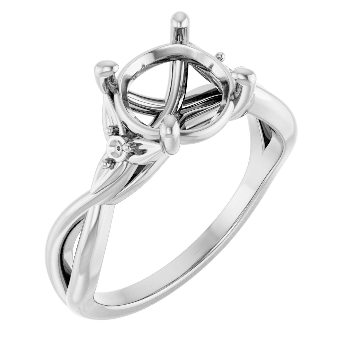 Accented Floral Engagement Ring