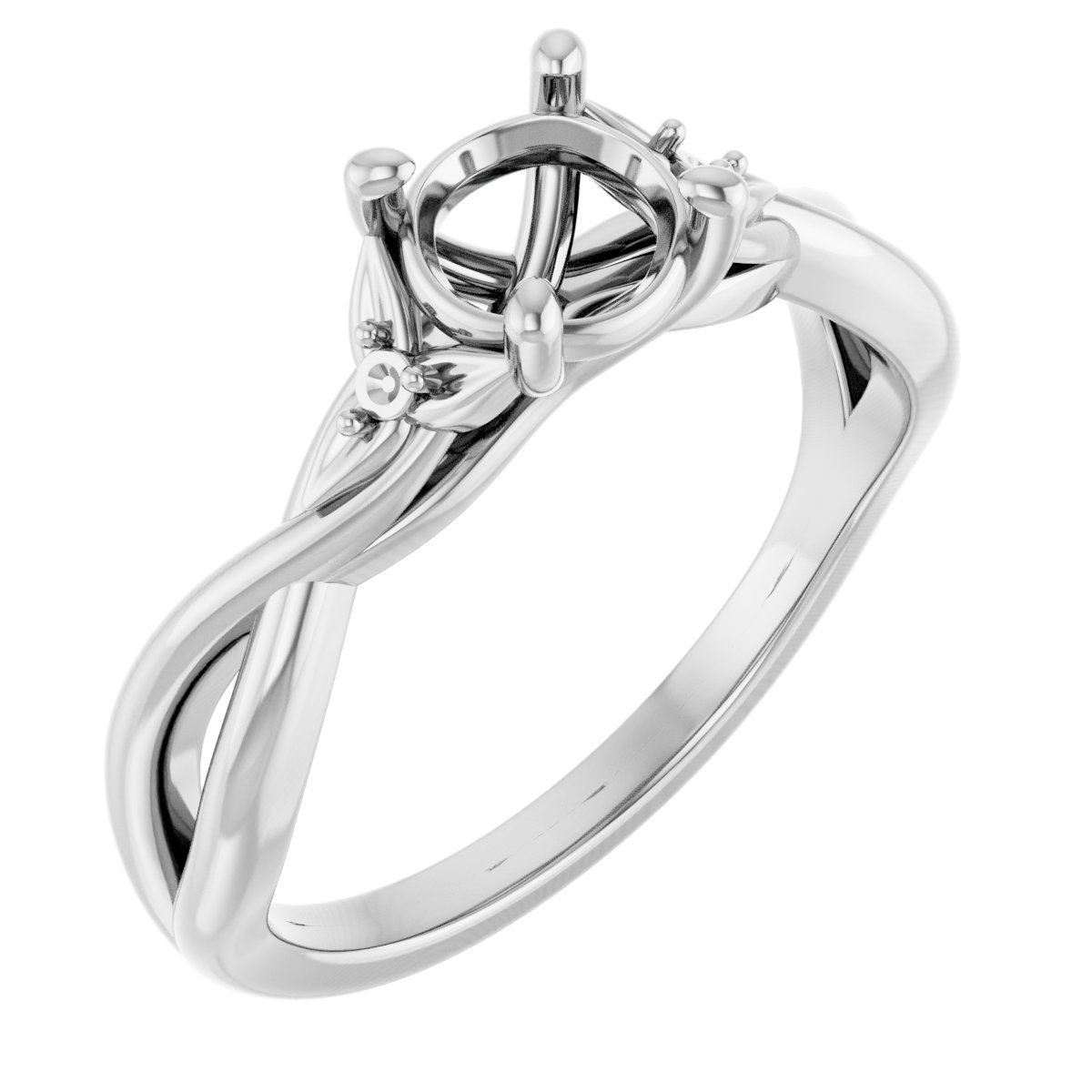 Accented Floral Engagement Ring