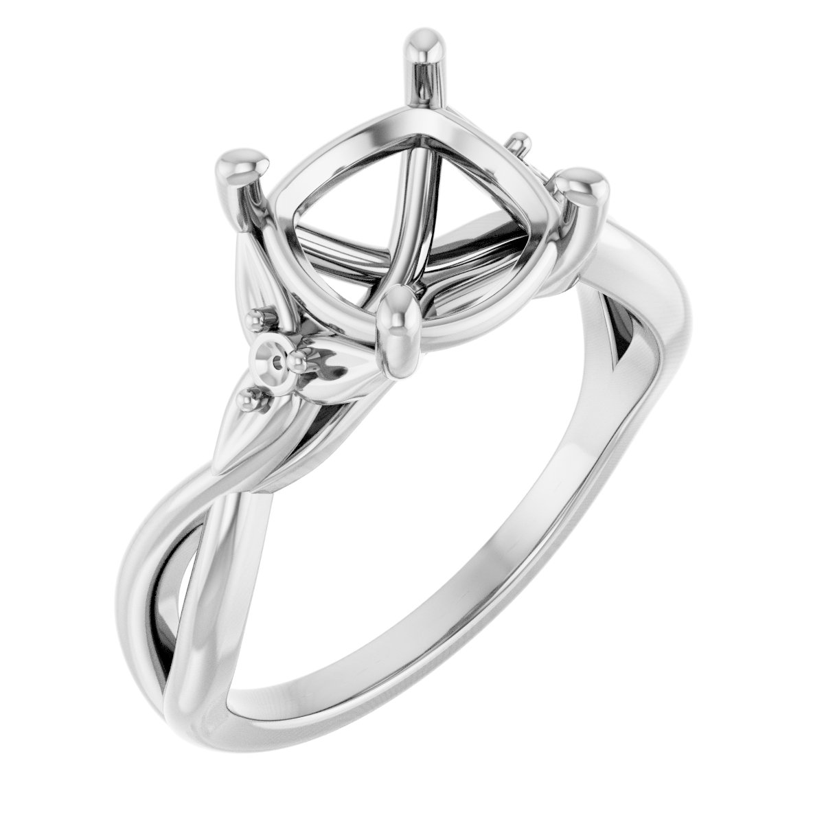 Accented Floral Engagement Ring