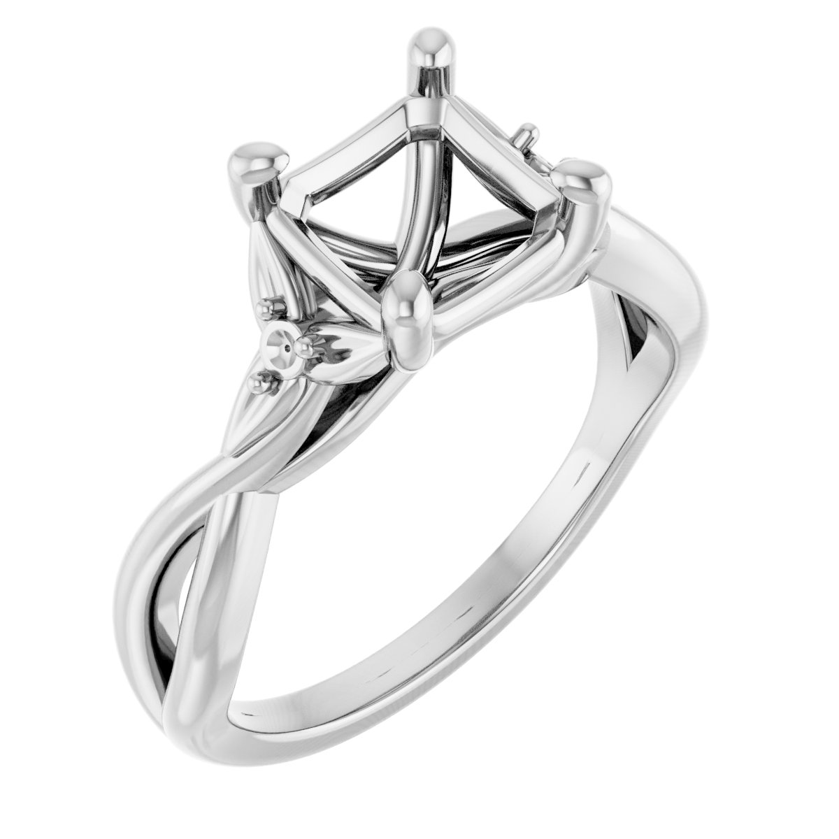 Accented Floral Engagement Ring