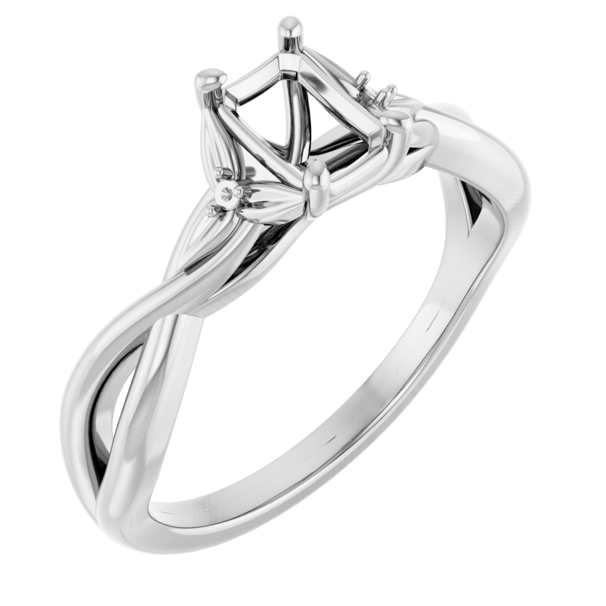 Accented Floral Engagement Ring
