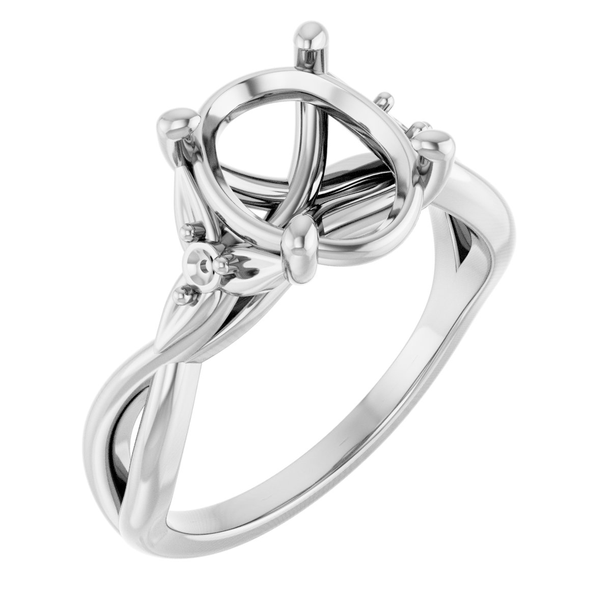 Accented Floral Engagement Ring