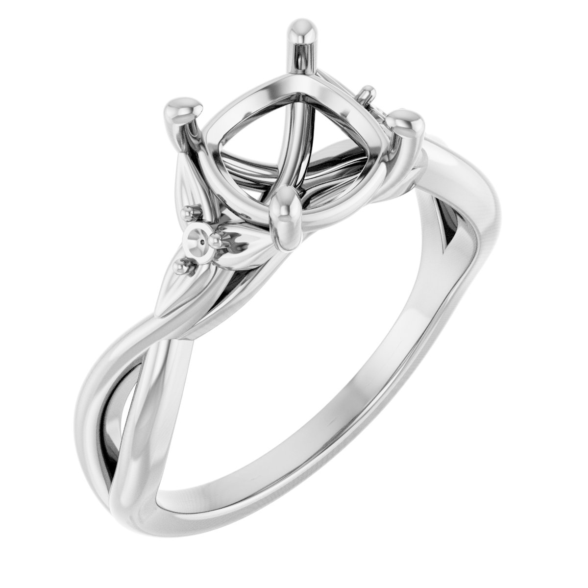 Accented Floral Engagement Ring