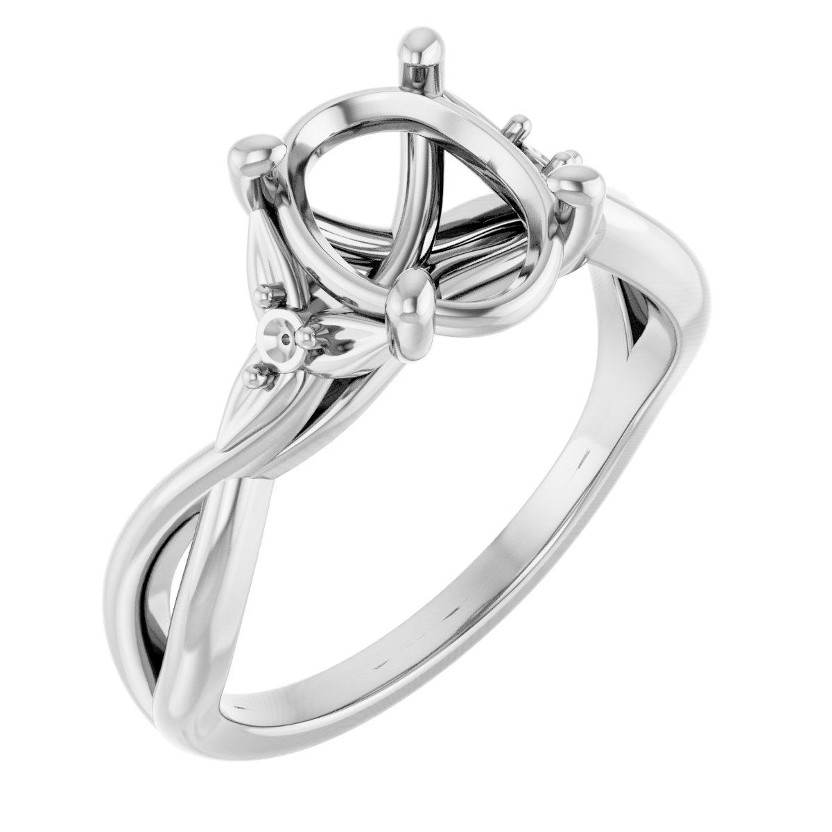 Accented Floral Engagement Ring