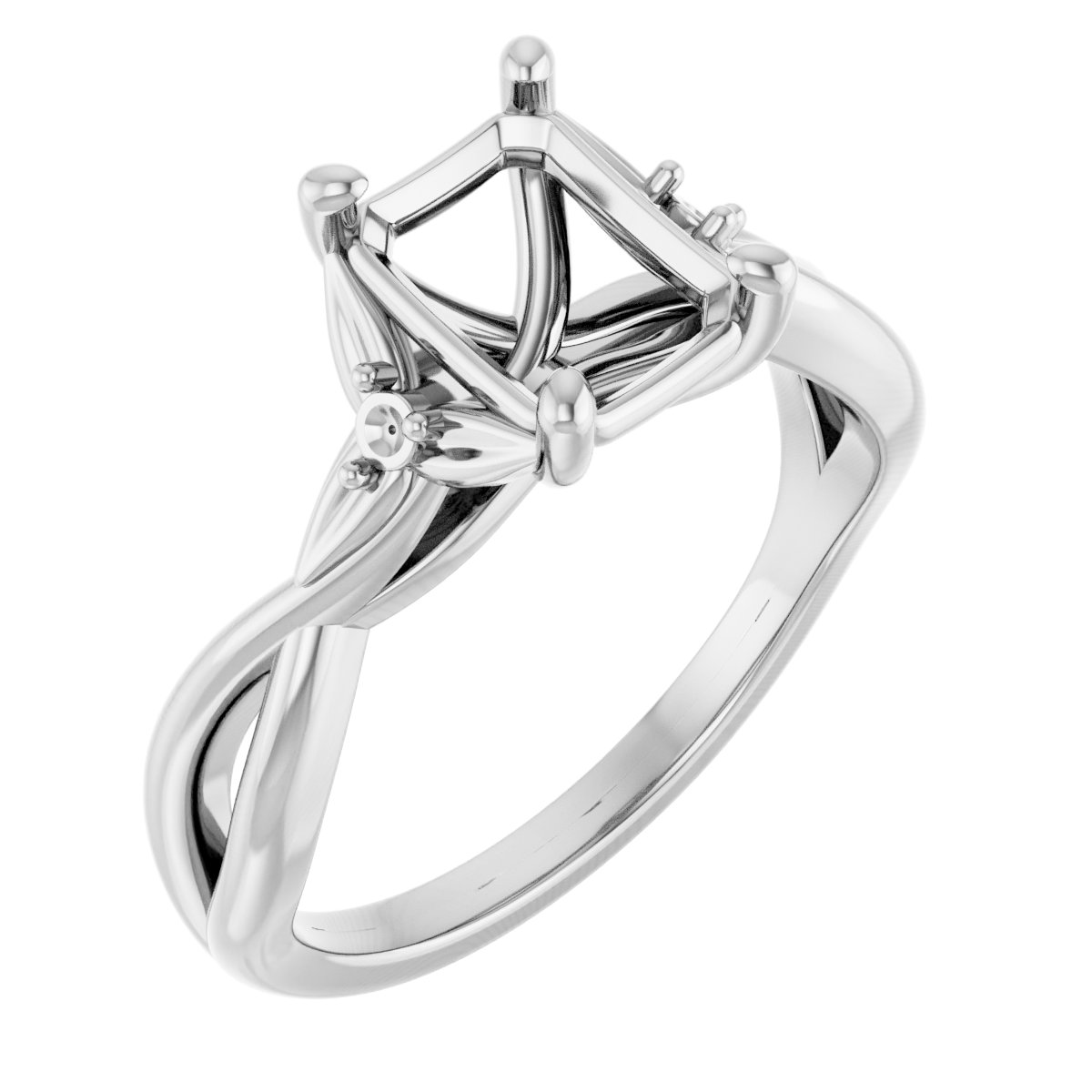 Accented Floral Engagement Ring
