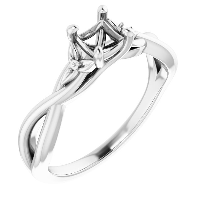 Accented Floral Engagement Ring