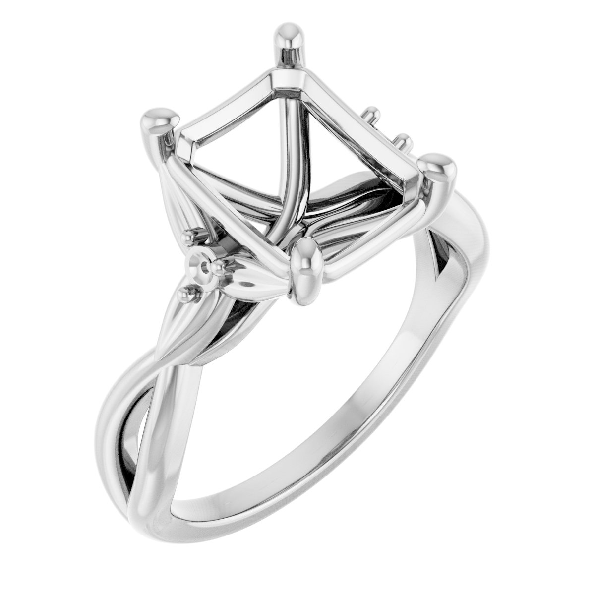 Accented Floral Engagement Ring