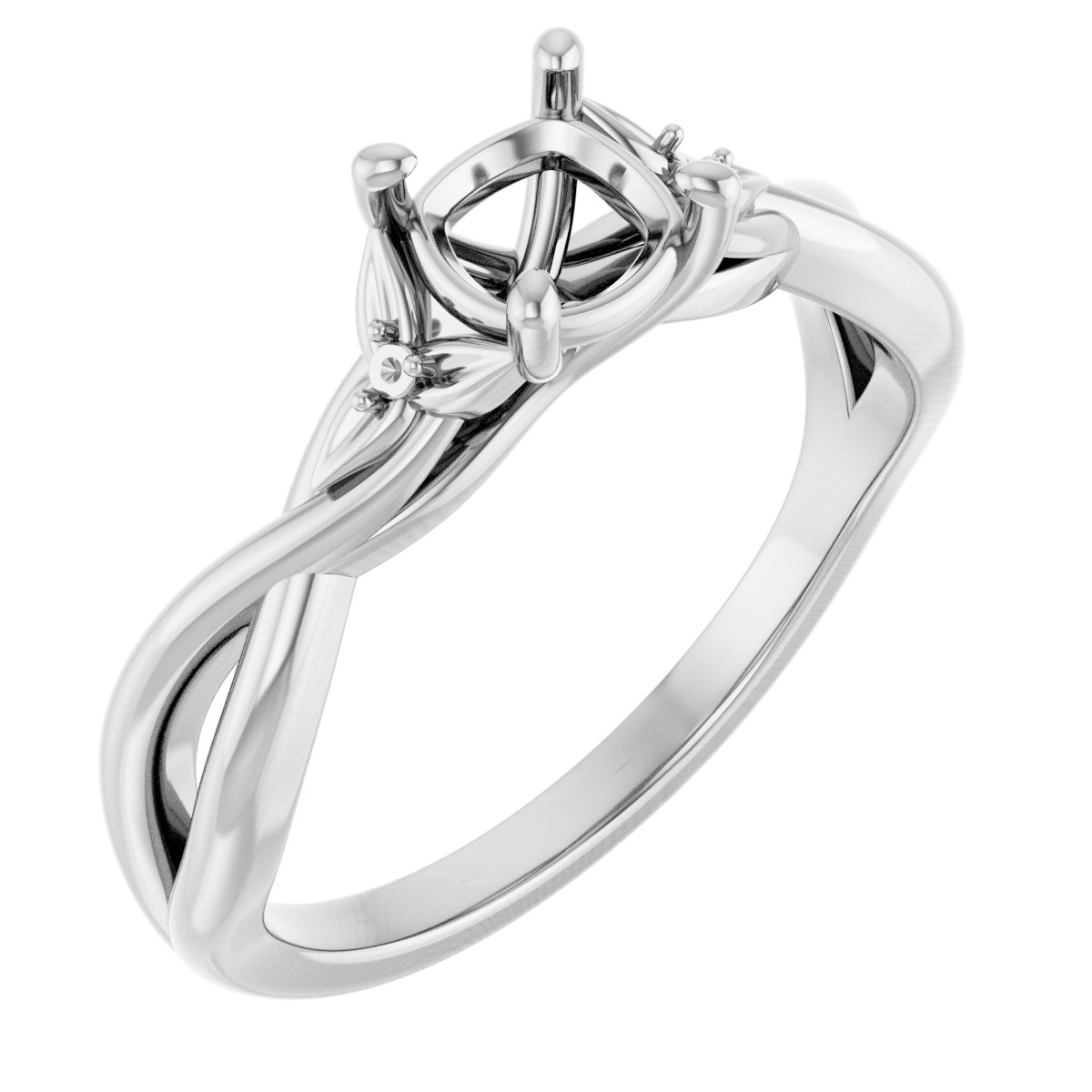 Accented Floral Engagement Ring