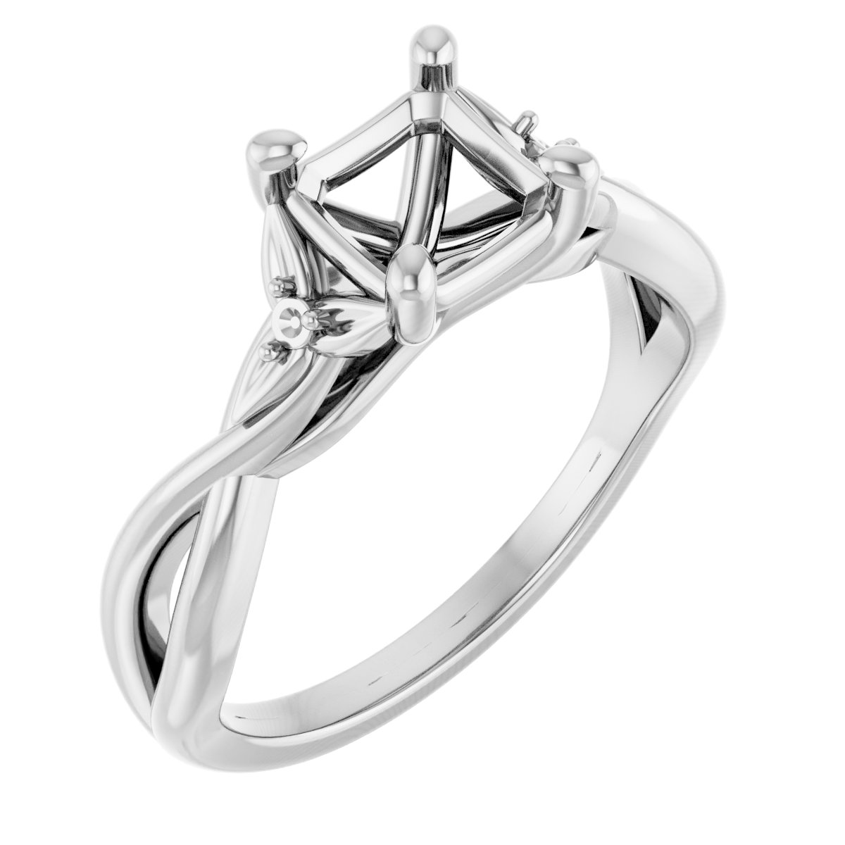 Accented Floral Engagement Ring