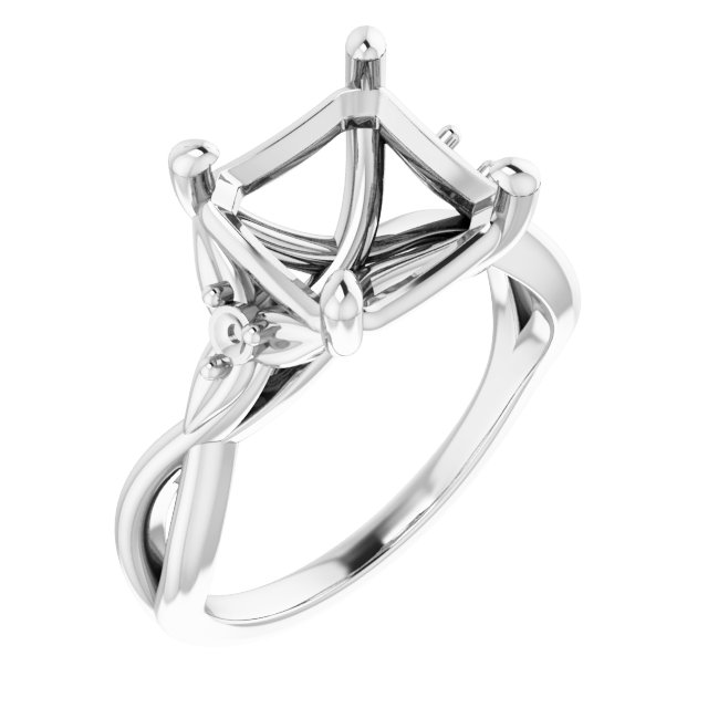 Accented Floral Engagement Ring