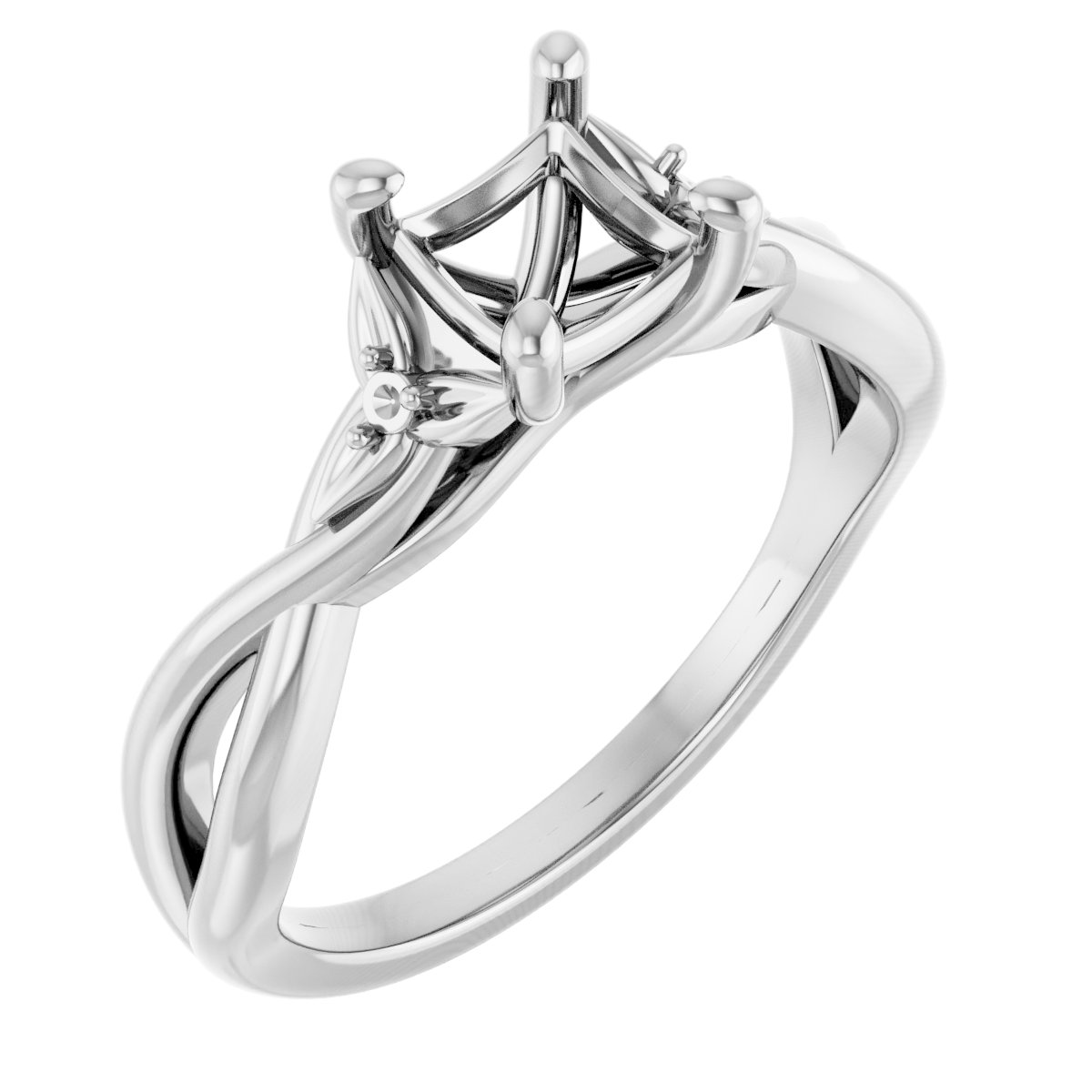 Accented Floral Engagement Ring
