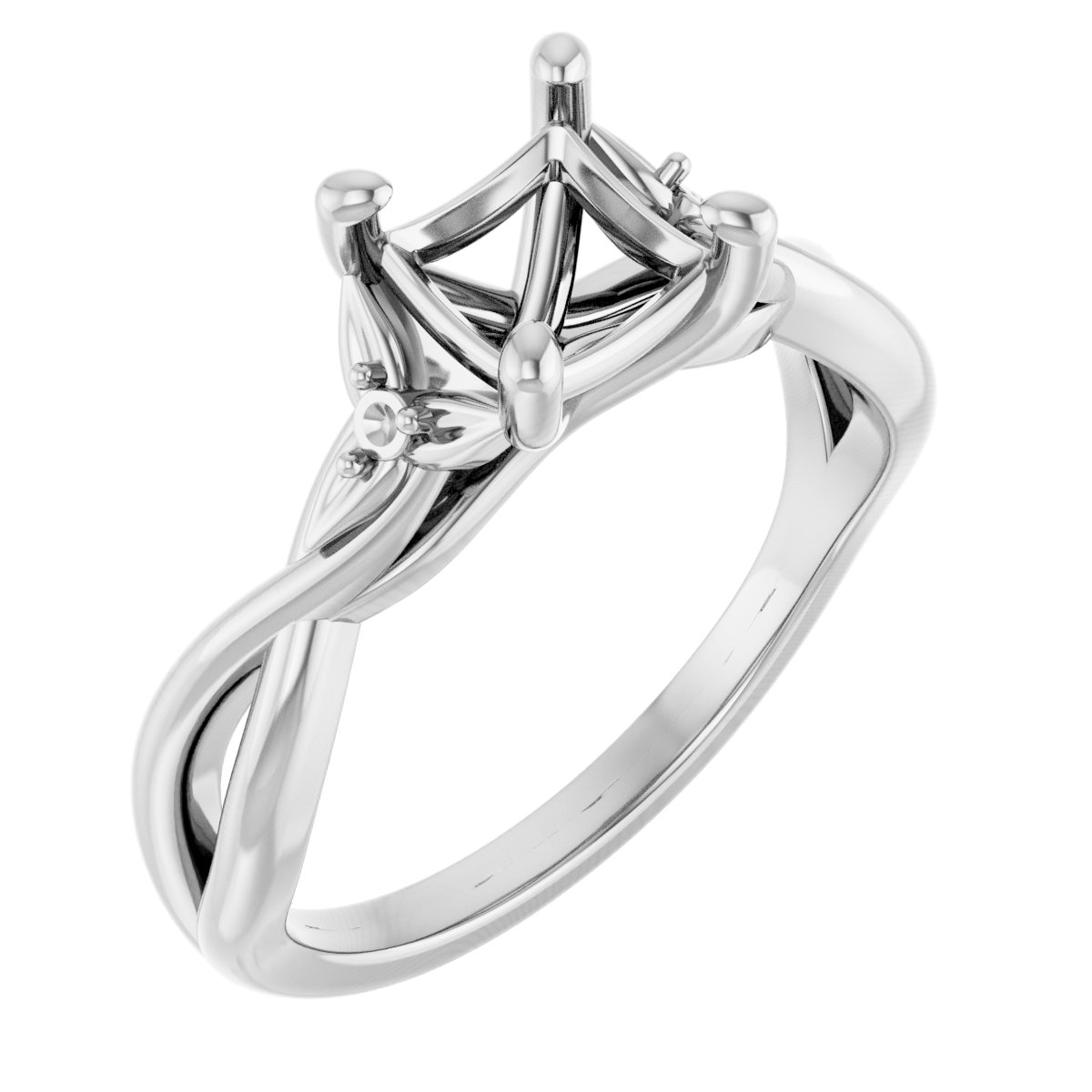 Accented Floral Engagement Ring