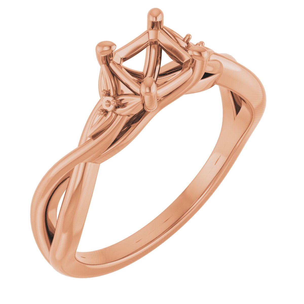 Accented Floral Engagement Ring