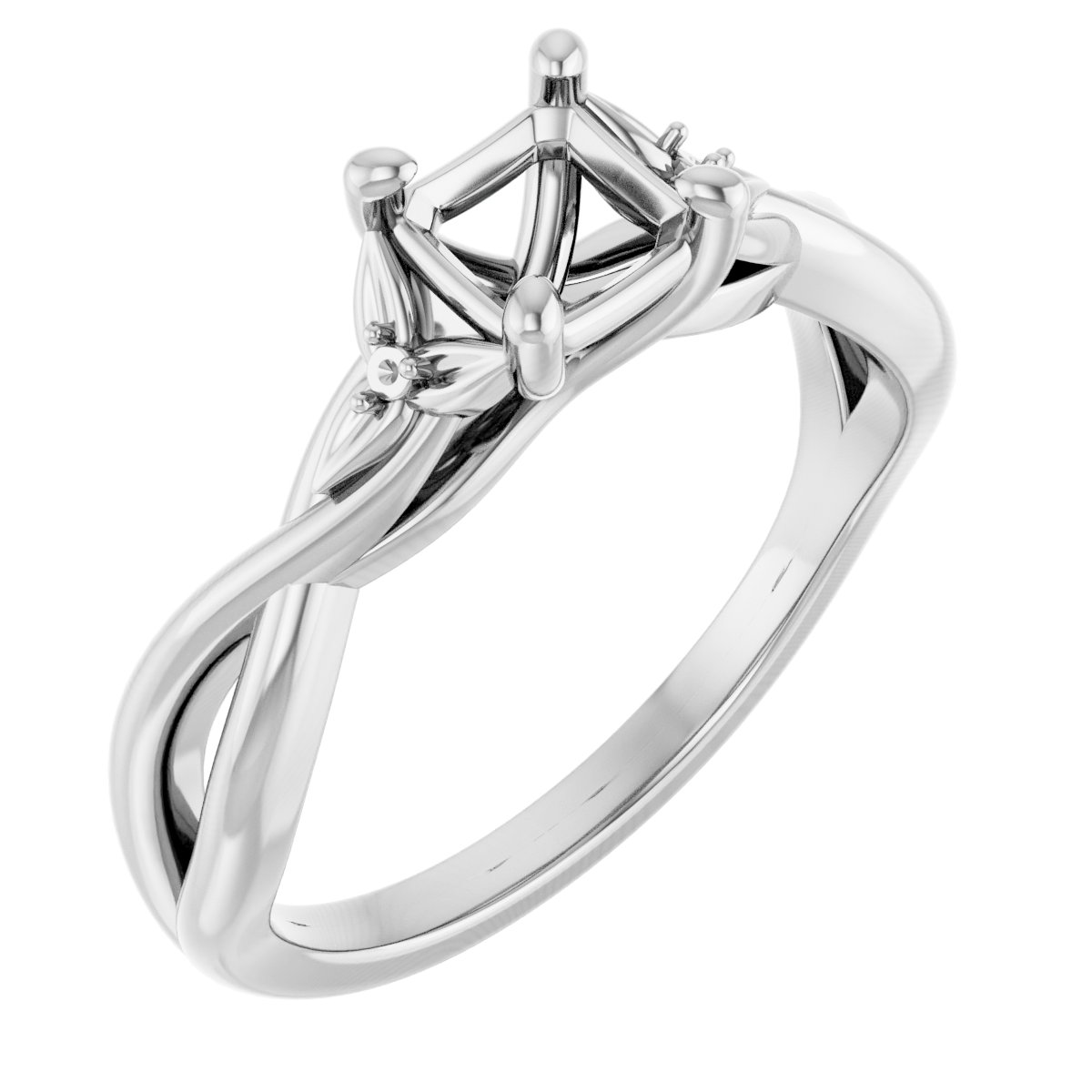 Accented Floral Engagement Ring