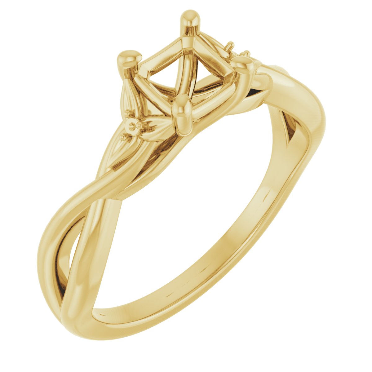 Accented Floral Engagement Ring