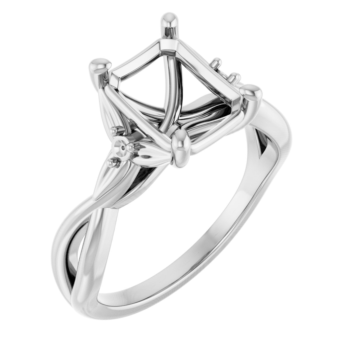 Accented Floral Engagement Ring