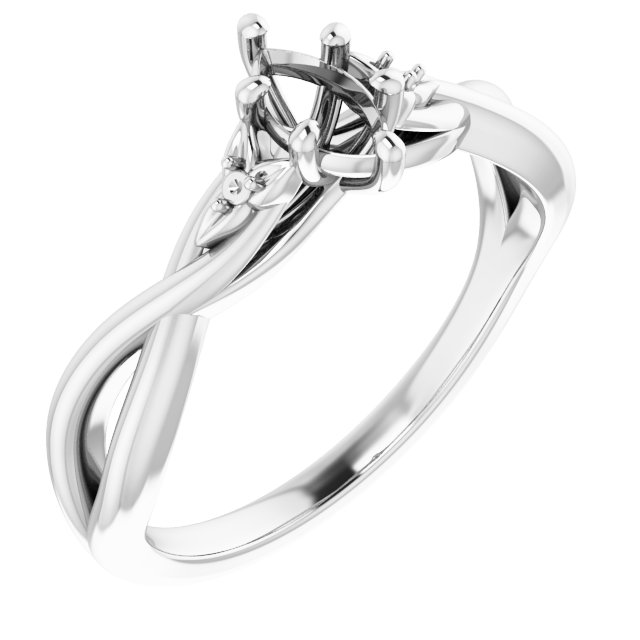 Accented Floral Engagement Ring