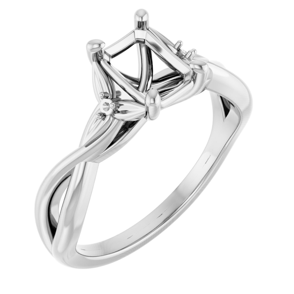 Accented Floral Engagement Ring