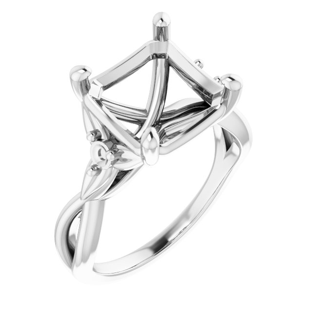 Accented Floral Engagement Ring