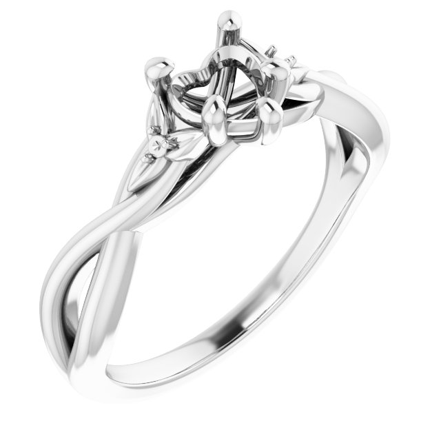 Accented Floral Engagement Ring