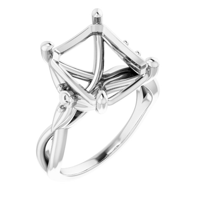 Accented Floral Engagement Ring
