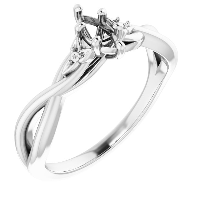 Accented Floral Engagement Ring