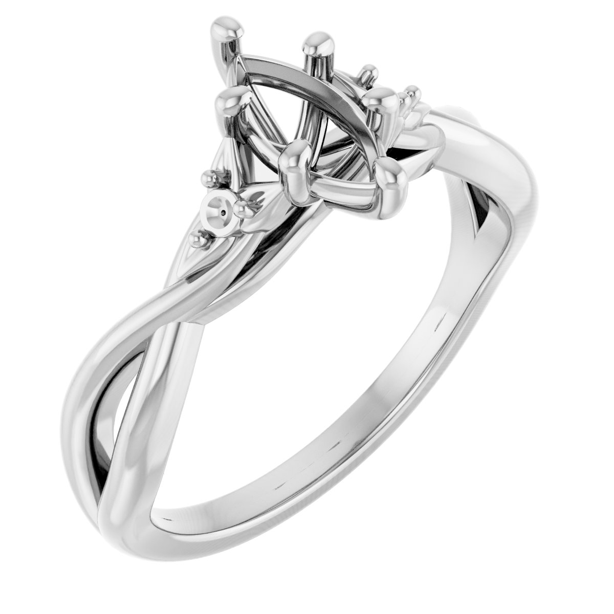Accented Floral Engagement Ring
