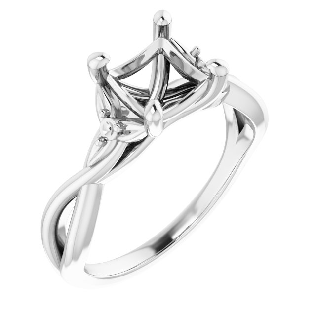Accented Floral Engagement Ring