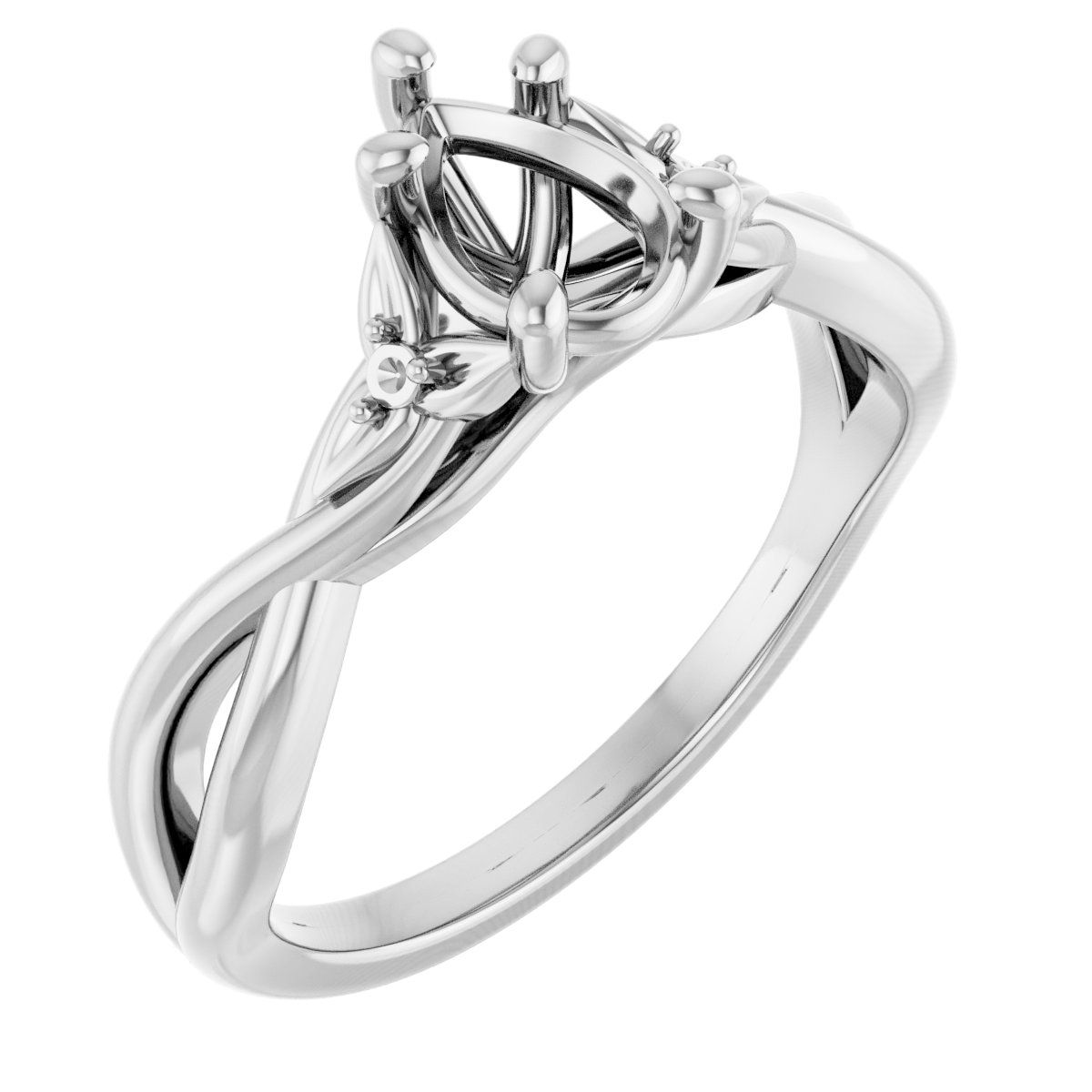 Accented Floral Engagement Ring