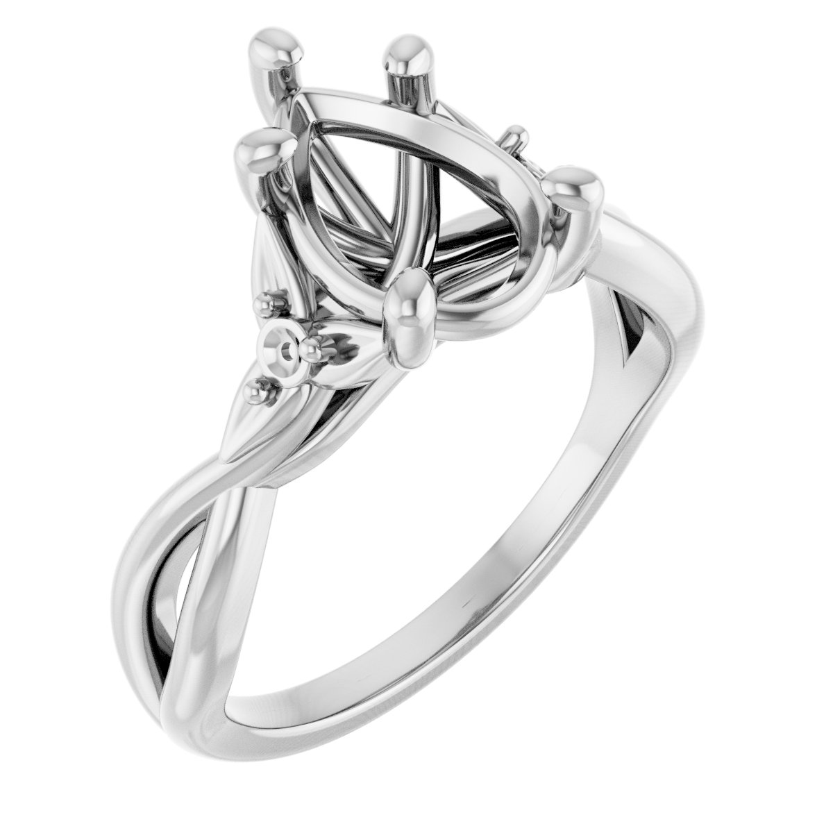 Accented Floral Engagement Ring